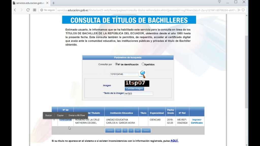 paso para imprimir título de bachillerato en ecuador.