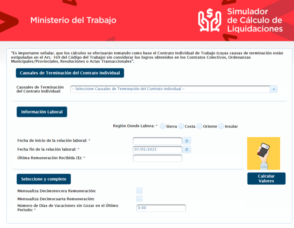 liquidación de trabajo en ecuador, calcula la indemnización por despido