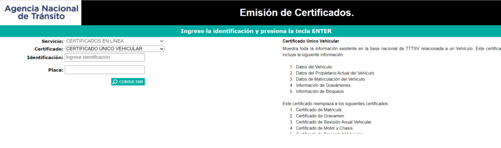 generar certificado único vehicular